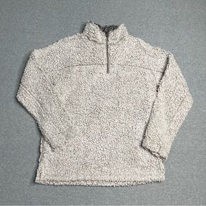 Dylan 1/4 Zip Pullover Womens XS High Pile Sherpa Fleece Gray White